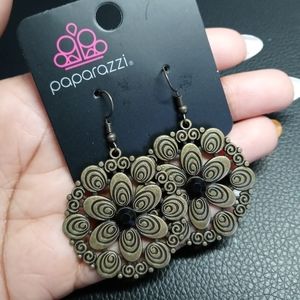 Paparazzi Brass Flower Fish Hook Earrings